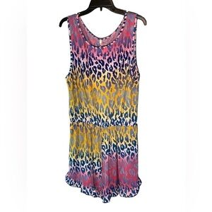 NWT Voll Colorful Animal Print Ruffled Romper